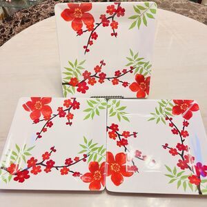 3pc Japanese Cherry Blossom Melamine Salad Plate 8 1/2” Bed Bath & Beyond Square
